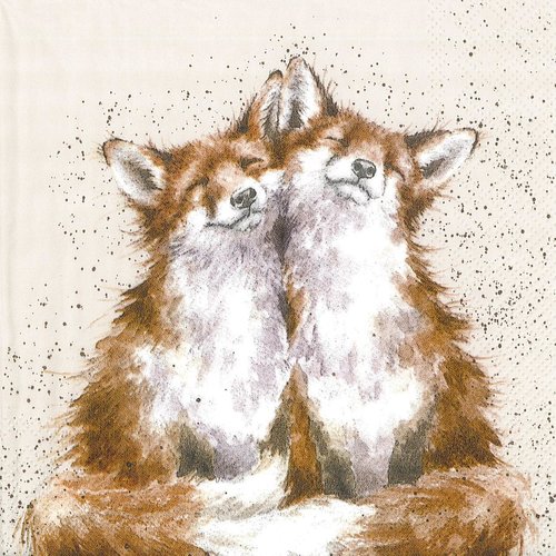 Serviette papier duo de petits renards
