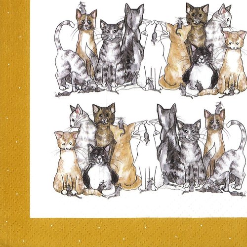 Serviette papier portrait des chats et souris