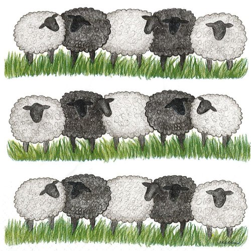 Serviette papier petits moutons au pré
