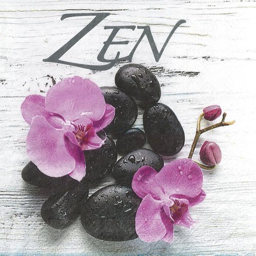Serviette papier pierre et orchidée zen