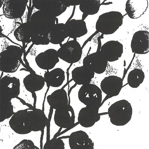 Serviette papier ombre fleur abstraite noire