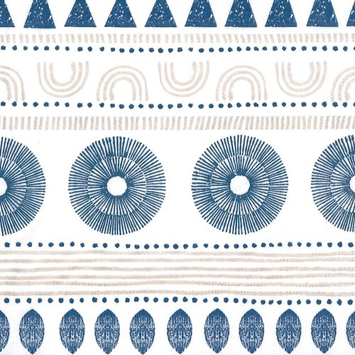 Serviette papier motif ethnique nature beige bleu