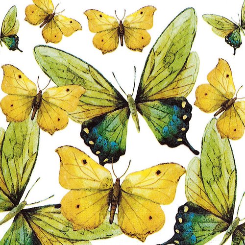 Serviette papier big papillon vert et jaune