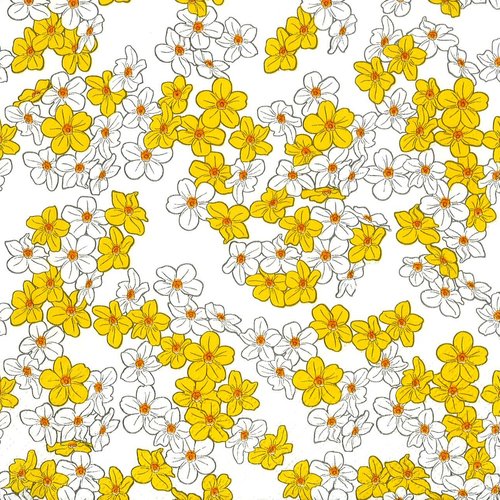 Serviette papier parterre de petites fleurs jaunes et blanches