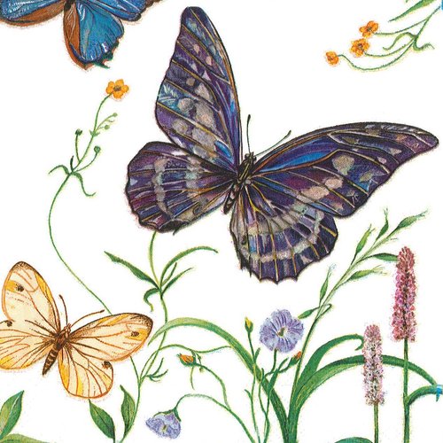 Serviette papier papillon dans les fleurs