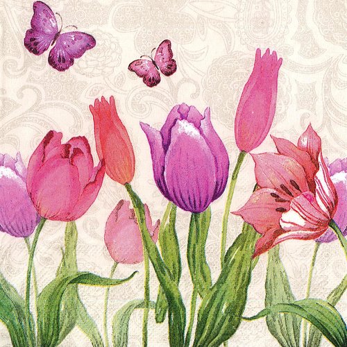Serviette papier tulipe et papillon