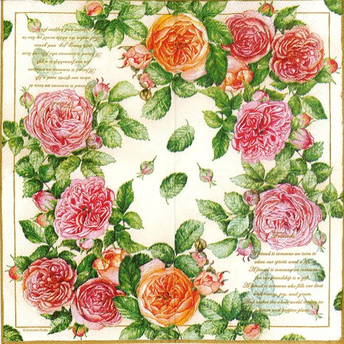 Serviette papier bouquet de rose pour les amies