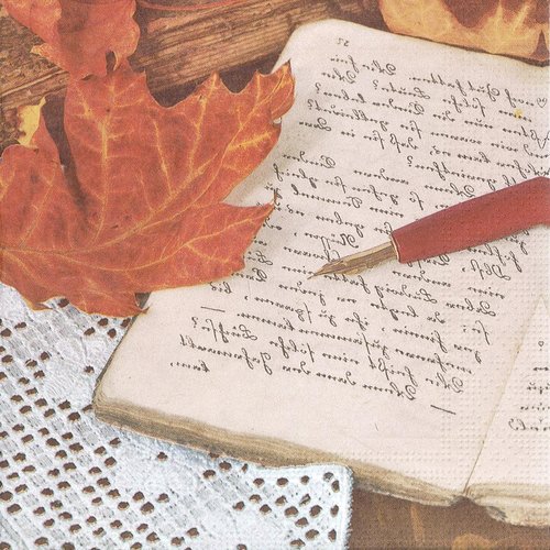 Serviette papier ecriture d'automne
