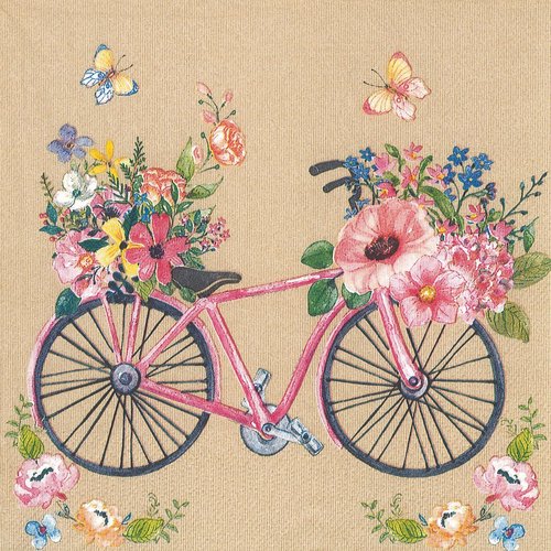 Serviette papier vélo couvert de fleurs