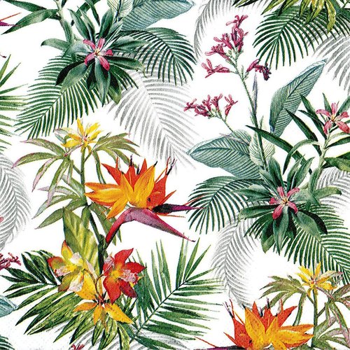 Serviette papier flore tropicale bec de perroquet