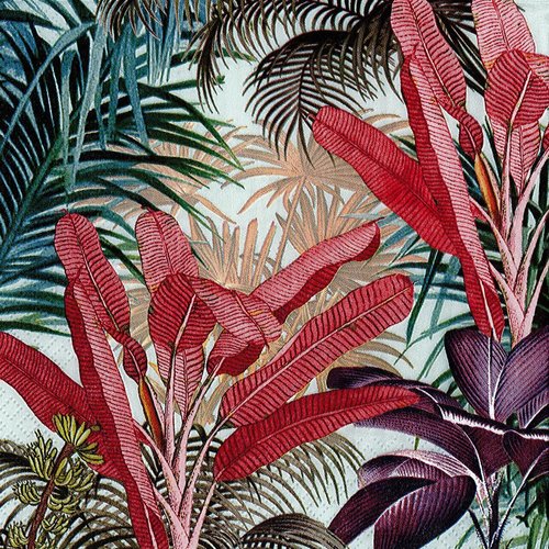 Serviette papier feuillage coloré des tropiques ile du paradis