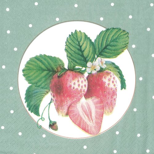 Serviette papier médaillon de fraises