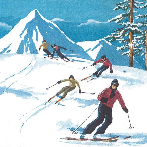 Serviette papier descente de ski slalom