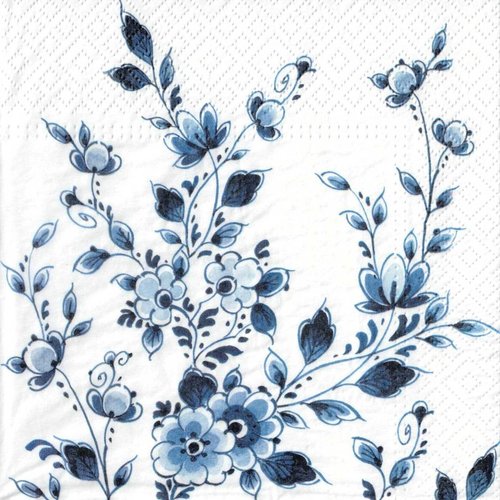 Serviette papier delf bouquet de fleurs bleues