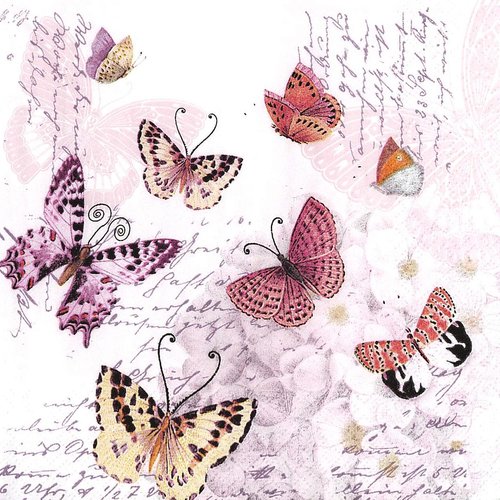 Serviette papier lettre papillon romance