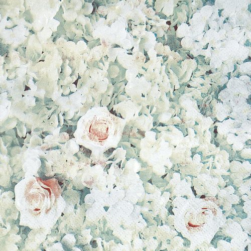 Serviette papier fleurs blanches et petites roses