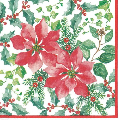 Serviette papier noel poinsettia