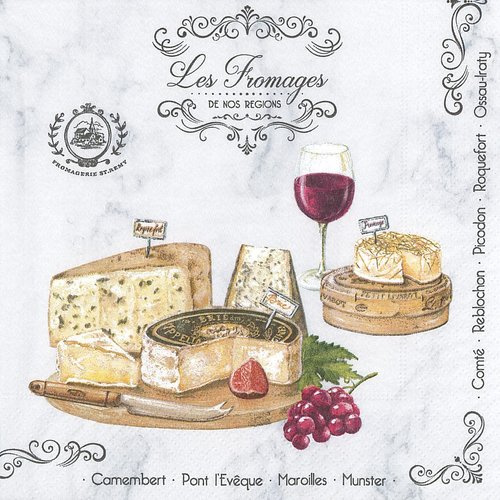 Serviette clématite plateau de fromage