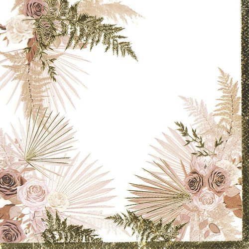 Serviette papier bouquet de rose fougère