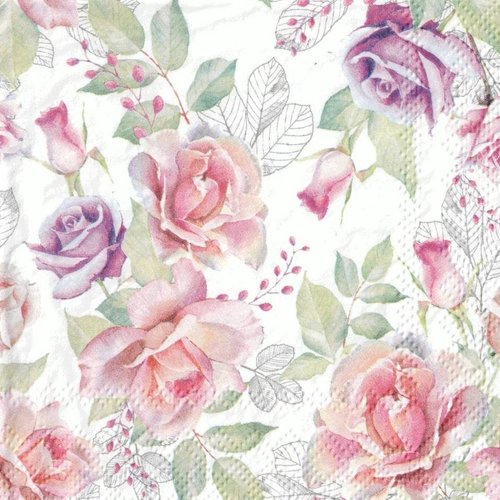Petite serviette 25x25 tableau de rose