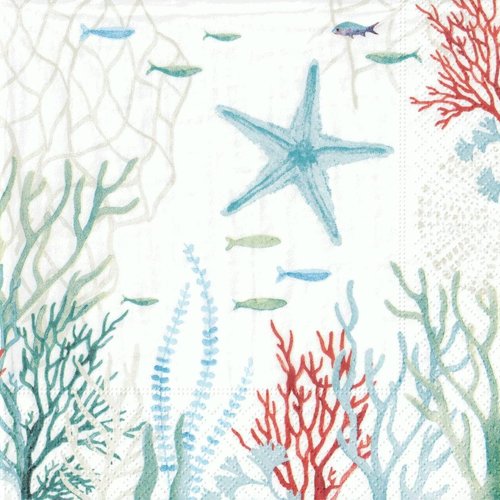 Serviette papier coraux et étoile de mer