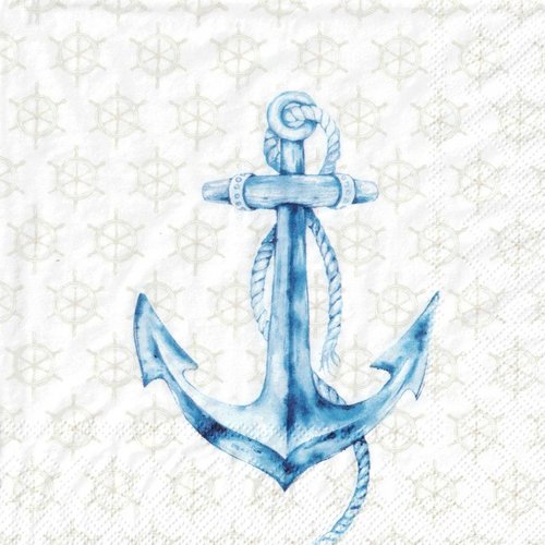 Serviette papier ancre de marine bleue