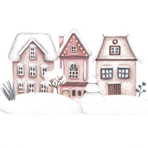 Serviette papier village de noel sous la neige