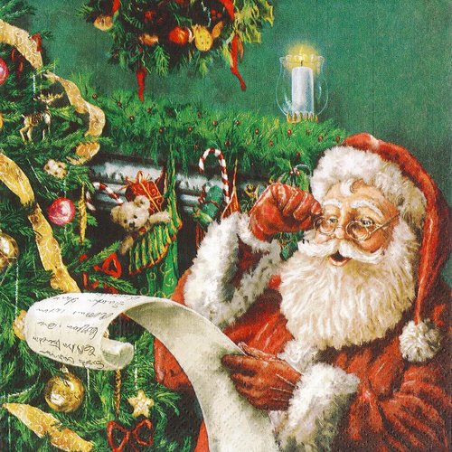 Serviette papier lecture de la lettre au père noel
