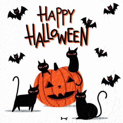 Serviette papier chat citrouille halloween