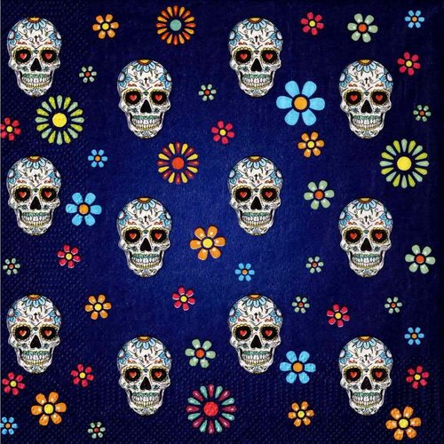 Serviette papier skull tête de mort motif bleu