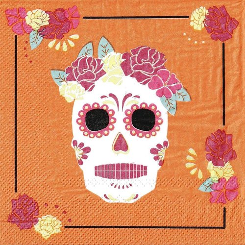 Serviette papier skull tête de mort masque calavera