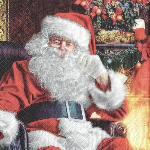 Serviette papier papa noel dans son fauteuil