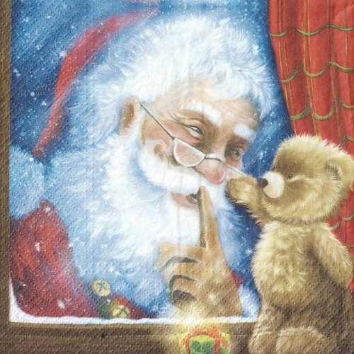 Serviette papier père noel à la fenetre
