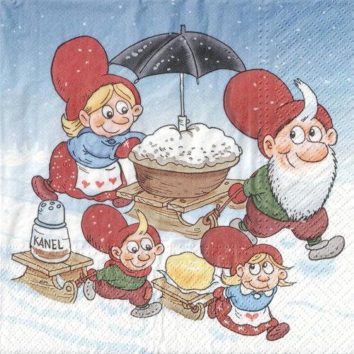 Serviette papier lutin et le gateau de noel