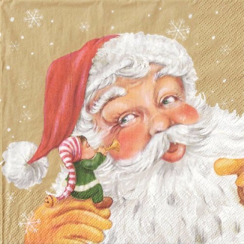 Serviette papier papa noel et petit lutin