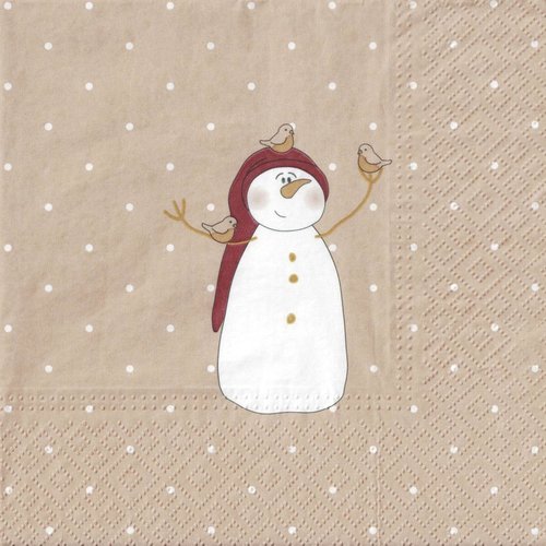 Serviette papier bonhomme de neige et oiseaux