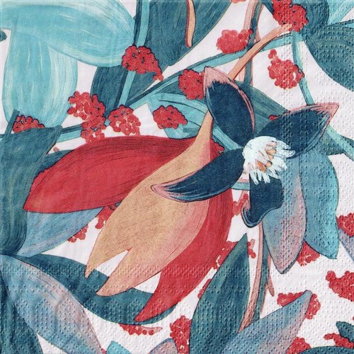 Serviette papier pastel fleurs exotiques