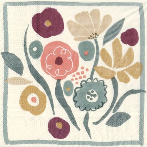 Serviette papier carré de fleurs rétro