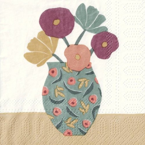 Petite serviette 25x25 vase vintage