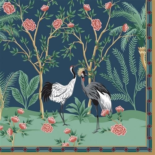 Serviette papier oiseau dans les pivoines