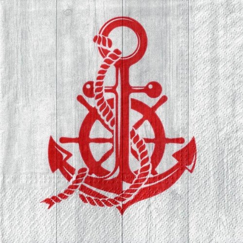 Serviette papier ancre rouge et cordage