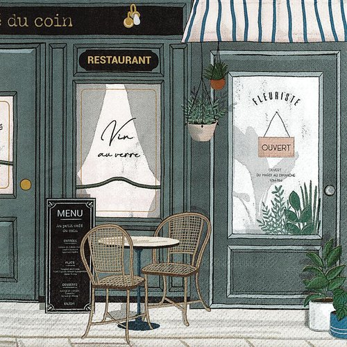 Serviette papier au petit café du coin