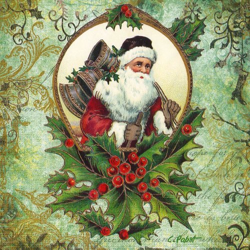 Serviette papier père-noël médaillon