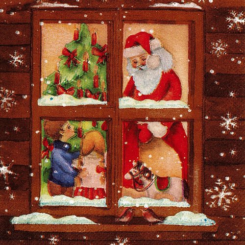 Serviette papier père noël et les enfants