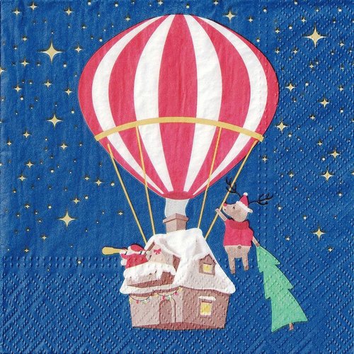 Serviette papier le père noël en ballon