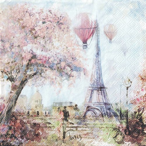 Serviette papier paris tour eiffel au printemps
