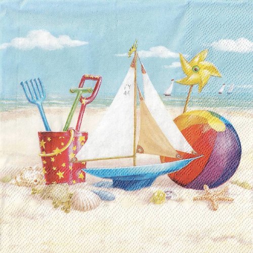 Serviette papier jeux d'enfant sur la plage