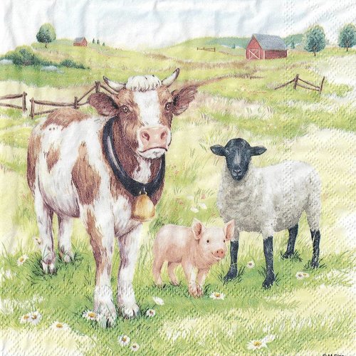 Serviette papier les animaux de la ferme