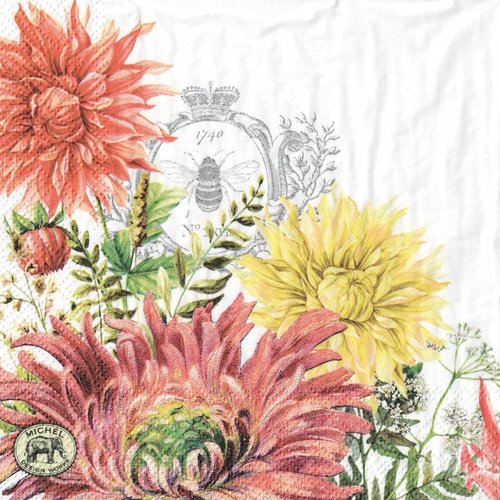 Serviette 33x33 mdw dahlias et fleurs