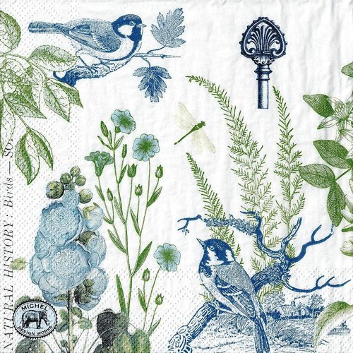 Serviette 33x33 mdw oiseau bleu